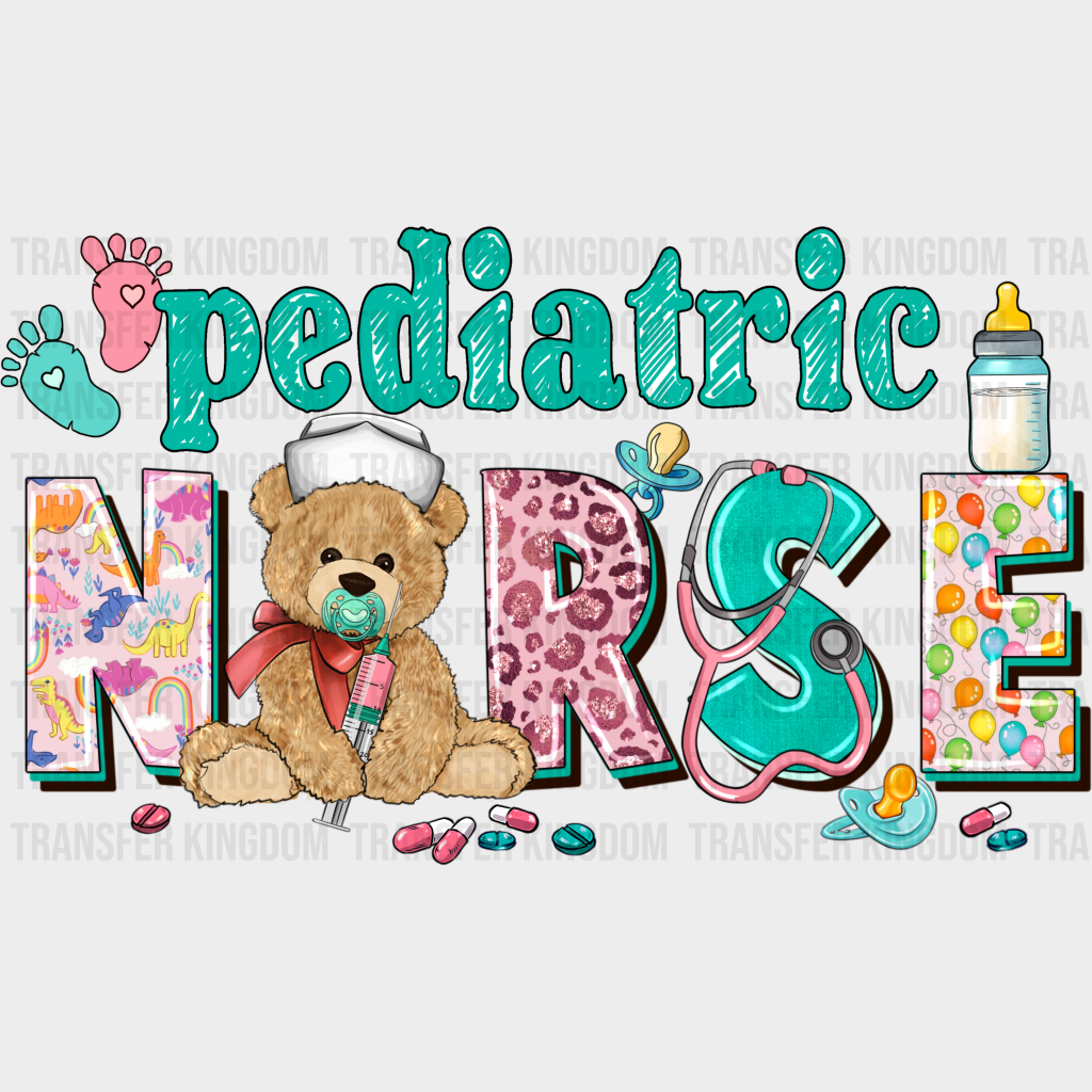 Pediatric Nurse Teddy Bear Pacifier Design - Dtf Transfers