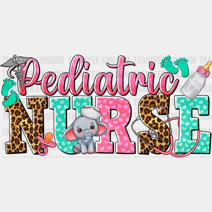 Pediatric Nurse Tiny Elephant Design  - Pediatric Nurse DTF Transfers
