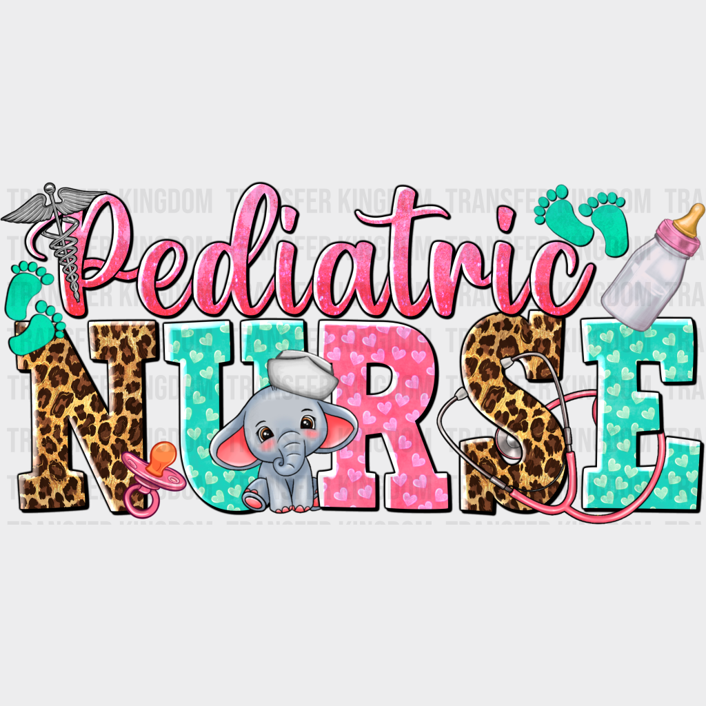 Pediatric Nurse Tiny Elephant Design - Dtf Transfers