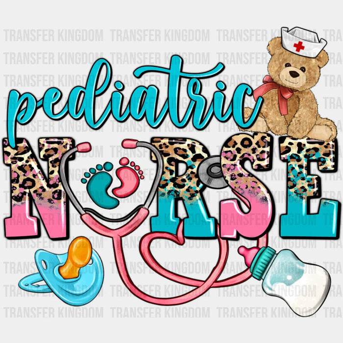 Pediatric Stethoscope Leopard Teddy Bear Design  - Pediatric Nurse DTF Transfers
