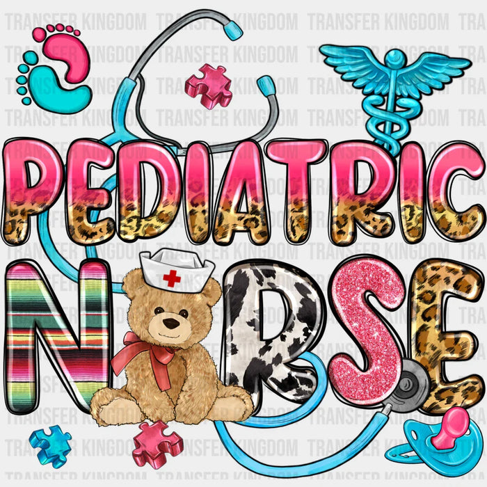 Pediatric Stethoscope Teddy Bear Pacifier Design  - Pediatric Nurse DTF Transfers