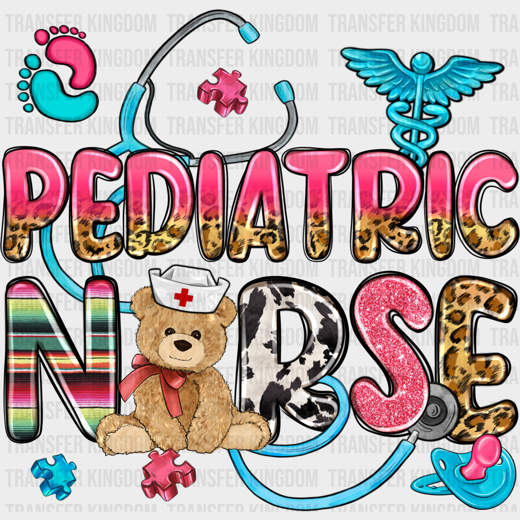 Pediatric Stethoscope Teddy Bear Design - Nurse Dtf Transfers