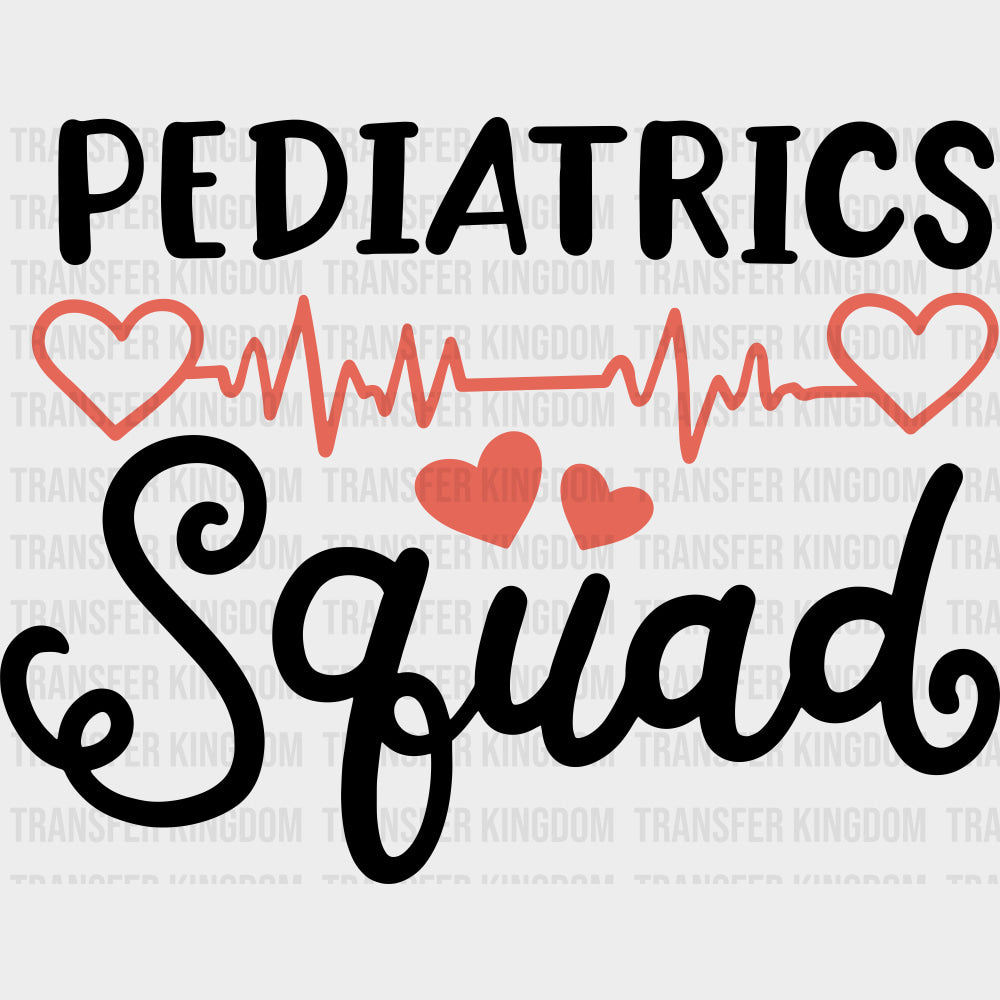 Pediatrics Squad, Orange ECG Line - Pediatric Nurse DTF Transfers transfer-kingdom Dark Color Design (See Imaging)