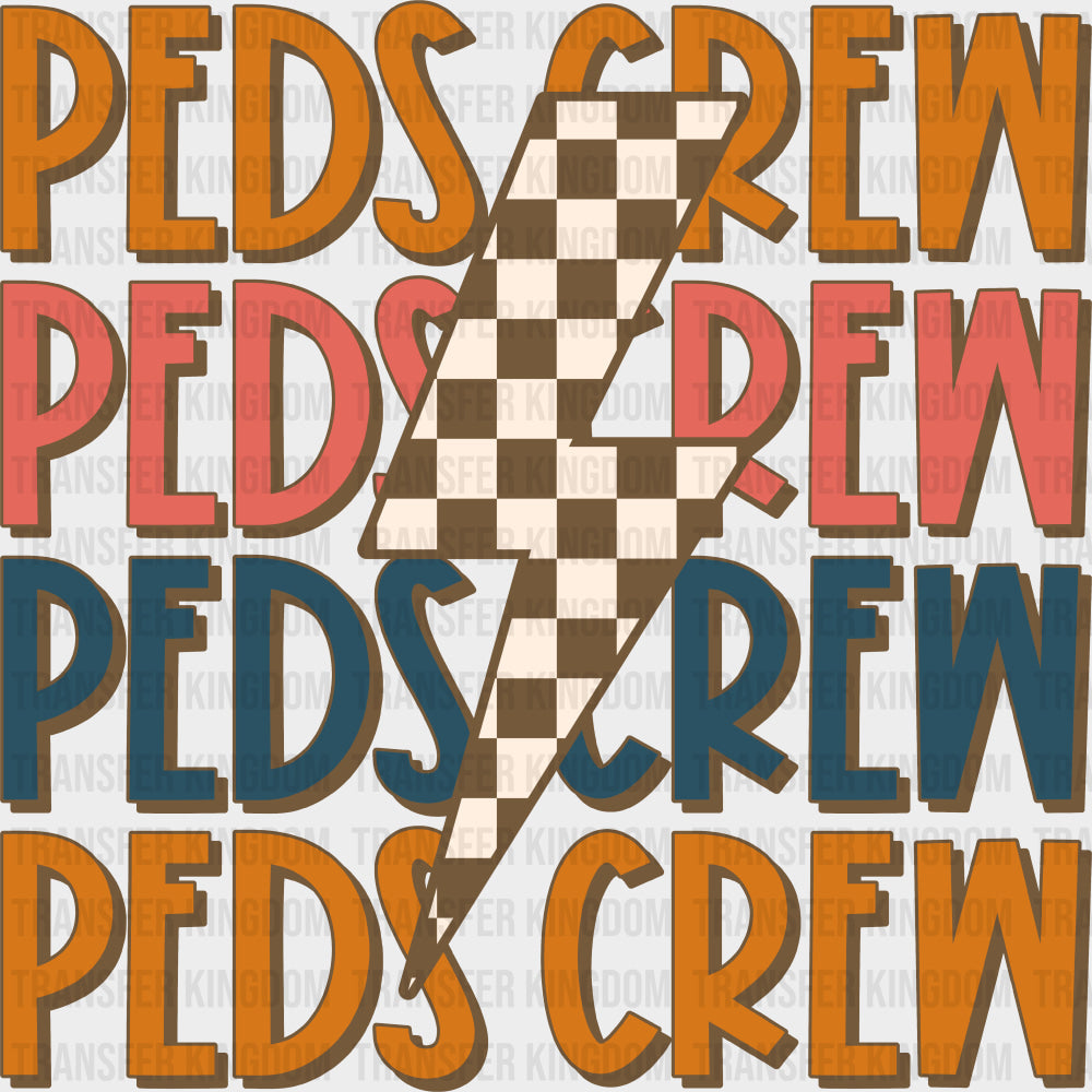 Peds Crew Checkered Lightning Bolt - Pediatric Nurse DTF Transfers