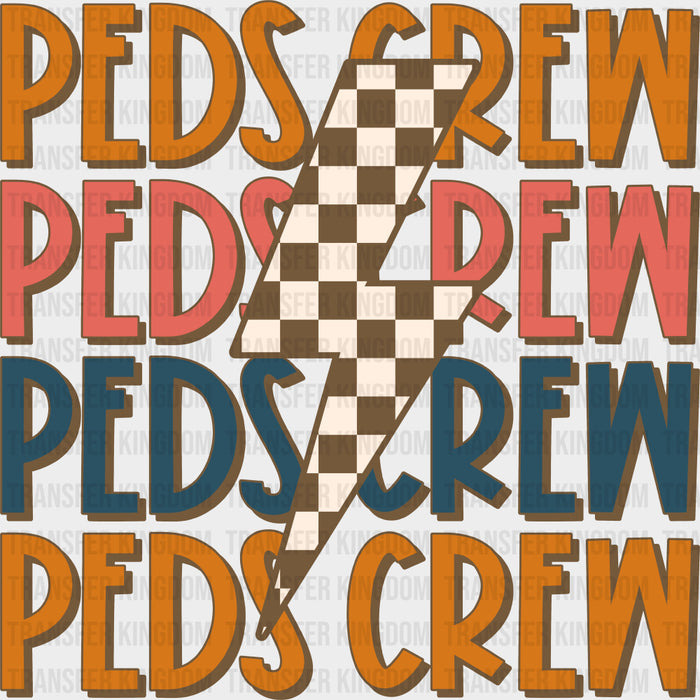 Peds Crew, Checkered Lightning Bolt - Pediatric Nurse DTF Transfers