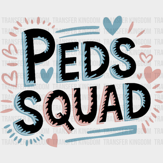 Peds Squad, Blue Heart - Pediatric Nurse DTF Transfers transfer-kingdom Dark Color Design (See Imaging)