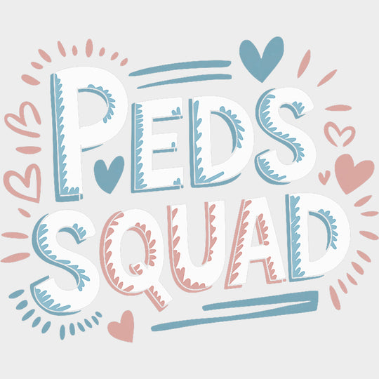 Peds Squad, Blue Heart - Pediatric Nurse DTF Transfers transfer-kingdom Light Color Design (See Imaging)