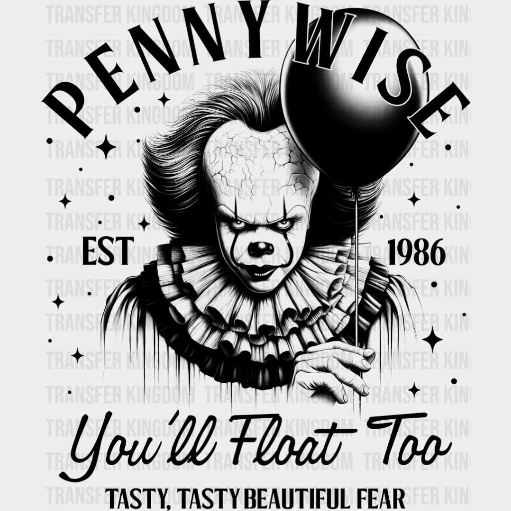 Pennywise You’ll Float Too - Halloween Iron On Dtf Transfer Unisex S & M (10’’) / Dark Color