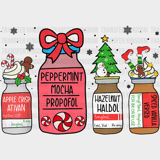 Peppermint Mocha Propofol - CRNA Nurse DTF Transfers Adult Unisex - S & M (10’’) / Dark Color Design (See Imaging)