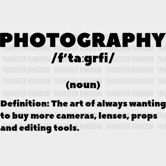 Photography B&W Definition - Photography DTF Transfers Adult Unisex - S & M (10’’) / Dark Color Design (See Imaging)