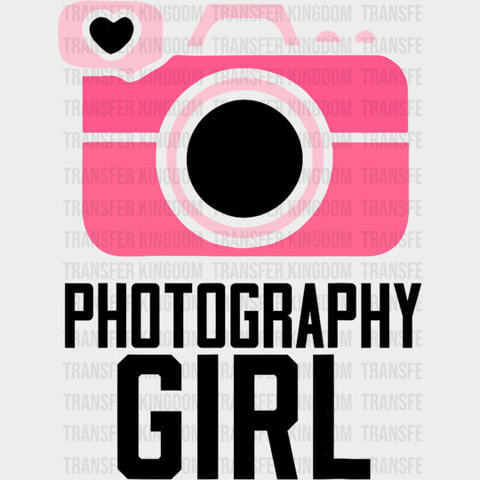 Photography Girl Pink Camera - Photography DTF Transfers Adult Unisex - S & M (10’’) / Dark Color Design (See Imaging)