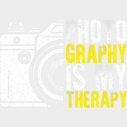 Photographyy Is My Therapy B&W Yellow - Photography DTF Transfers Adult Unisex - S & M (10’’) / Light Color Design (See