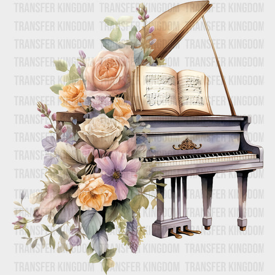 Piano & Colorful Flowers - Music DTF Transfers transfer-kingdom