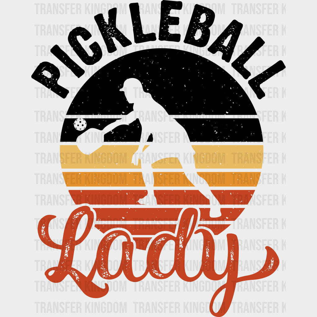 Pickleball Lady, Circle - Pickleball DTF Transfers transfer-kingdom Dark Color Design (See Imaging)