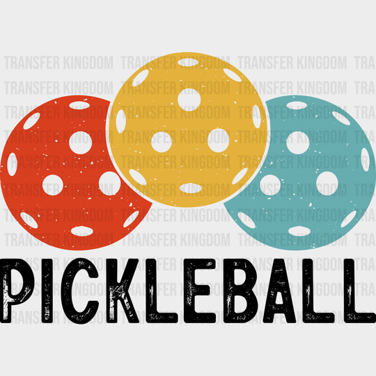 Pickleball Red Yellow Blue - Pickleball DTF Transfers Adult Unisex - S & M (10’’) / Dark Color Design (See Imaging)