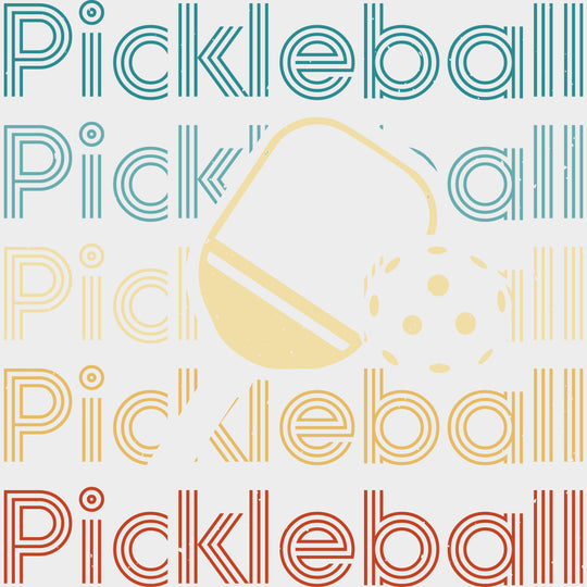 Pickleball, Stripes Font, Paddle & Ball - Pickleball DTF Transfers transfer-kingdom Light Color Design (See Imaging)