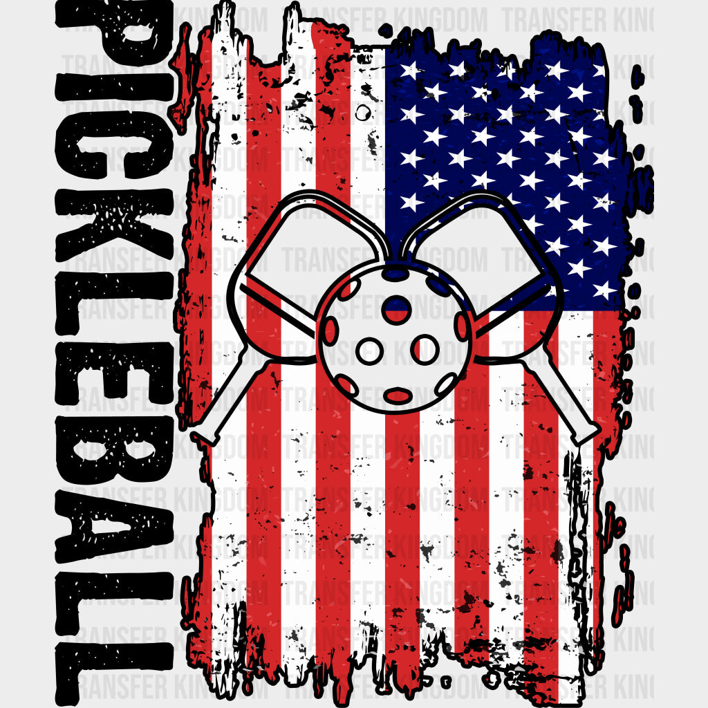 Pickleball USA Flag - Pickleball DTF Transfers Adult Unisex - S & M (10’’) / Dark Color Design (See Imaging)