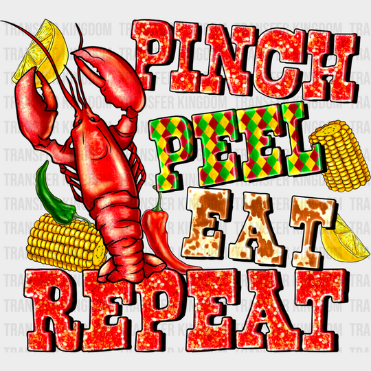 Pinch Peel Eat Repeat Crawfish - Dtf Transfer Unisex S & M (10’’) / Dark Color Design See Imaging