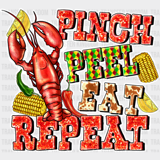 Pinch Peel Eat Repeat Crawfish - Dtf Transfer Unisex S & M (10’’) / Light Color Design See Imaging