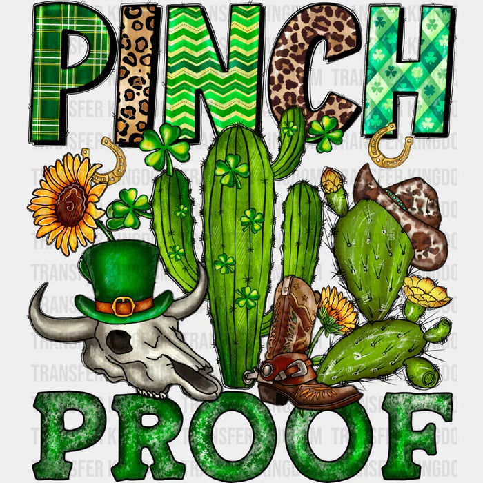 Cactus And Boots Pinch Proof St. Patrick's Day Design - DTF heat transfer