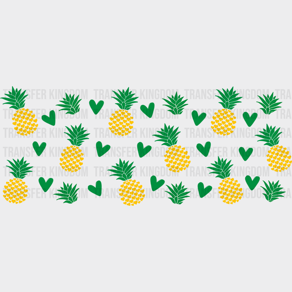 Pineapple Hearts Uv Dtf Transfer Cup Wrap Sticker