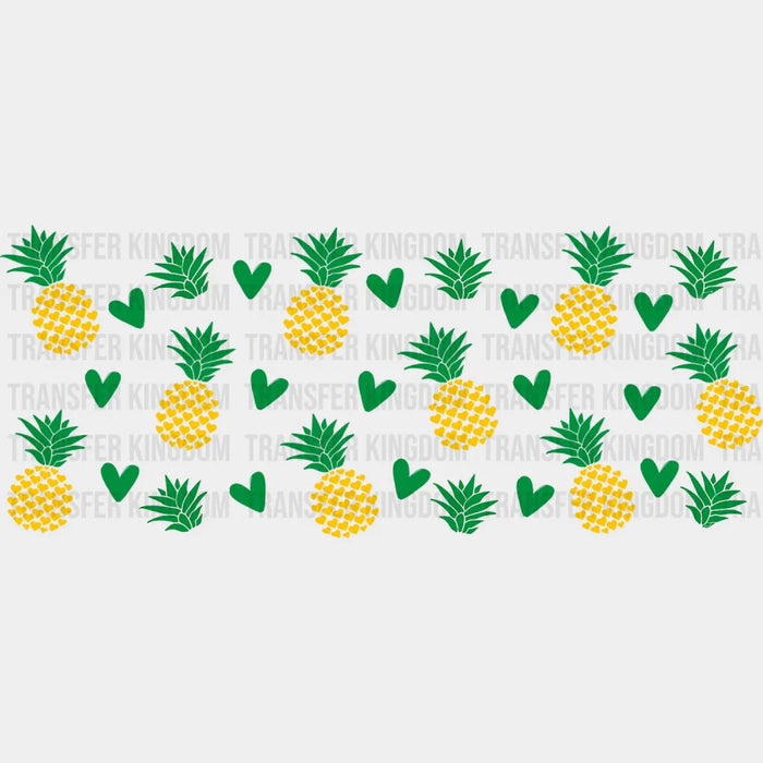 Pineapple Hearts UV DTF Transfer Cup Wrap UV DTF Sticker