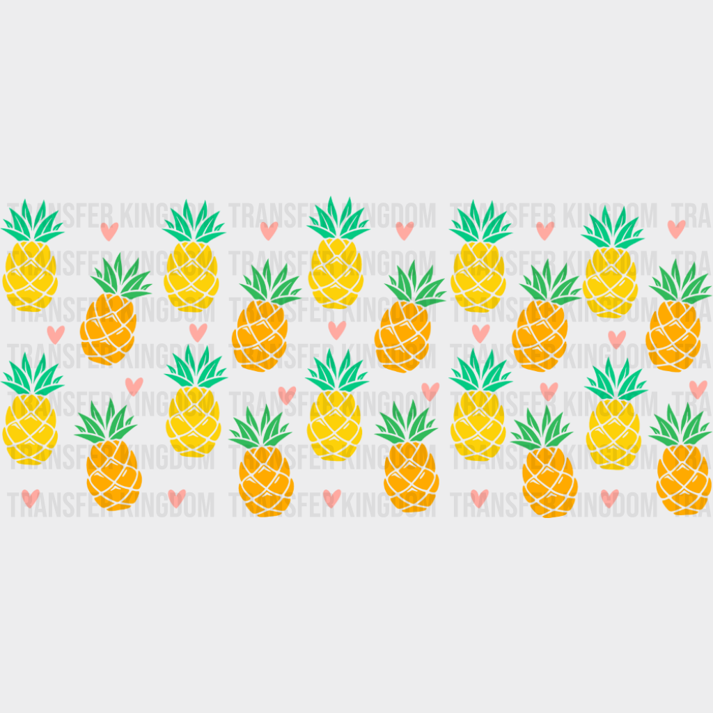Pineapples & Hearts - General Cup Wrap UV Sticker Permanent UV DTF Decal UVDTF