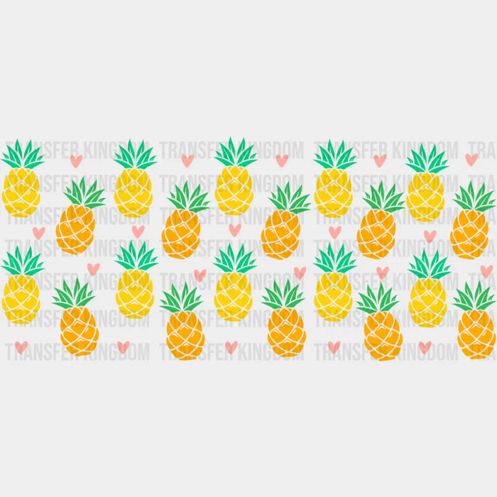 Pineapples & Hearts - General Cup Wrap UV Sticker Permanent UV DTF Decal