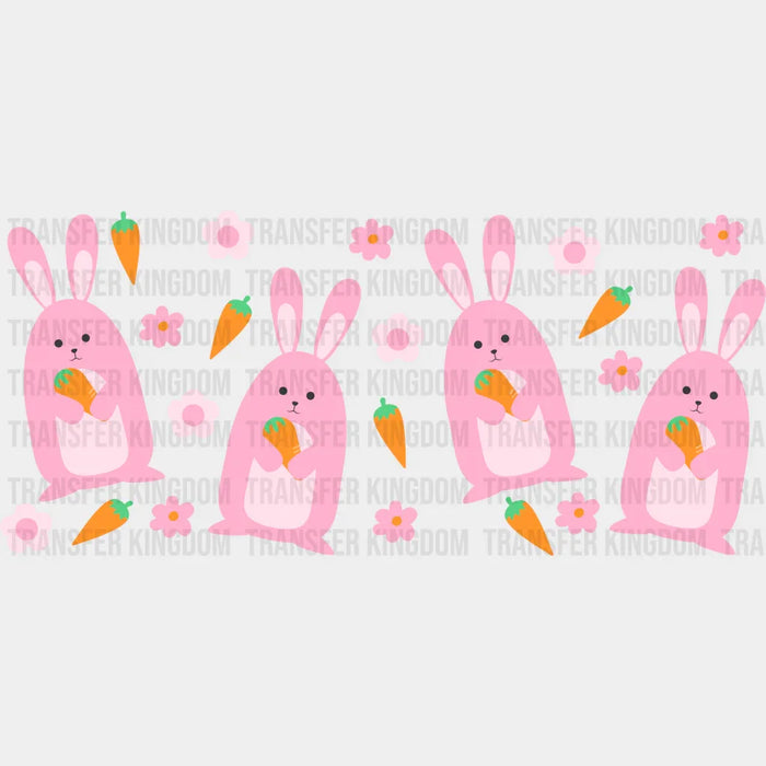 Pink Bunnies With Carrots - Easter Cup Wrap UV Sticker Permanent UV DTF Decal