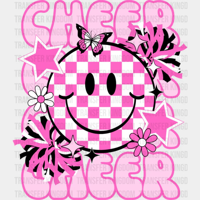 Pink Cheerleader Smiley Design - Cheerleader DTF Heat Transfer