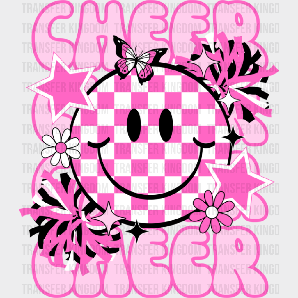 Pink Cheerleader Smiley Design - Dtf Heat Transfer