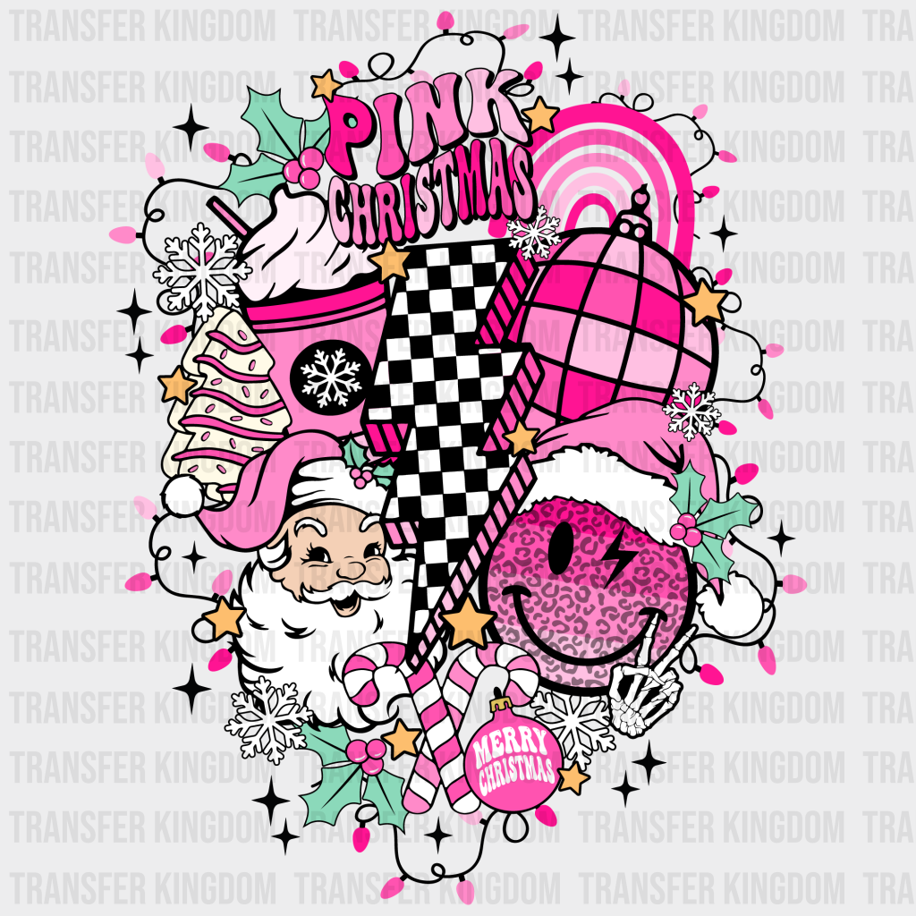 Pink Christmas Christmas Design - Dtf Heat Transfer