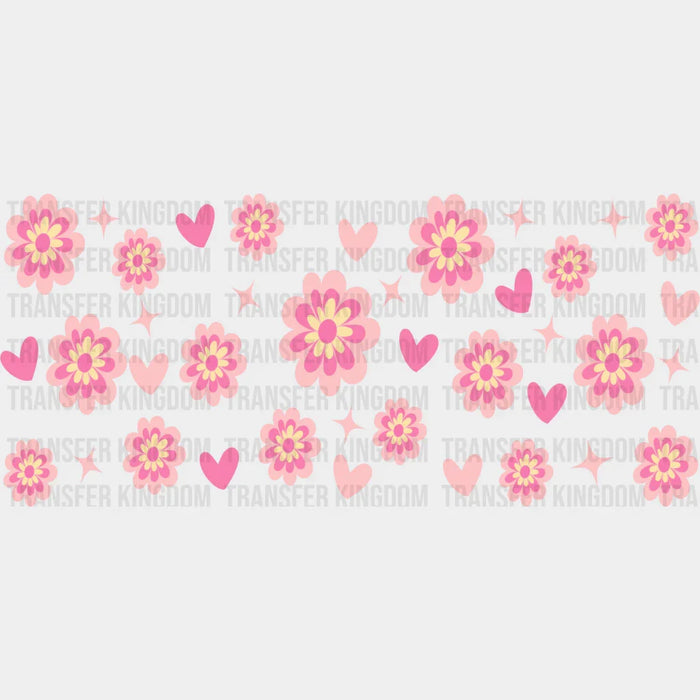 Pink Flowers UV DTF Transfer Cup Wrap UV DTF Sticker