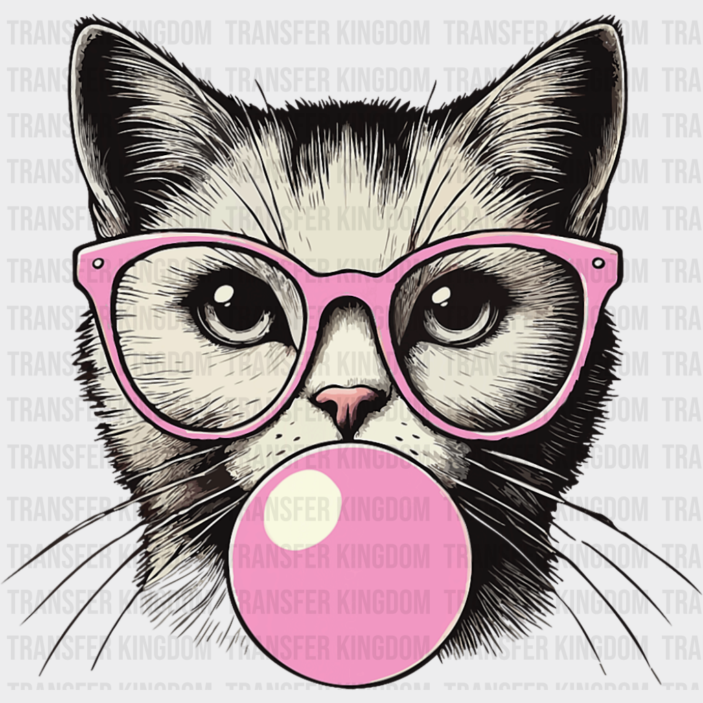 Pink Glasses & Gum - Cats DTF Transfer