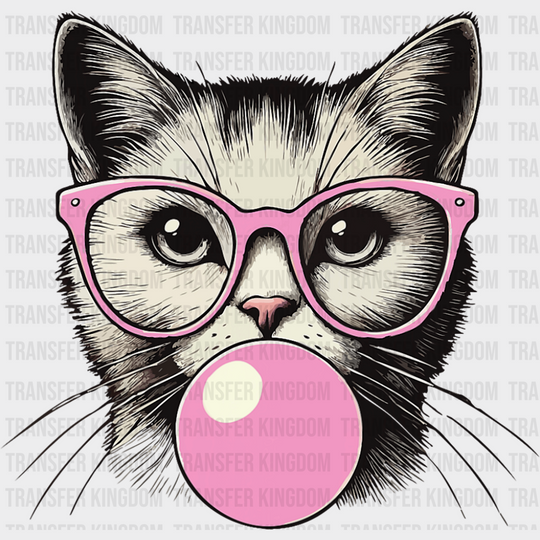 Pink Glasses & Gum - Cats DTF Transfer