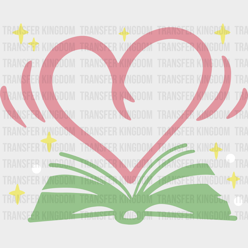 Pink Heart Green Book - Librarian DTF Transfers