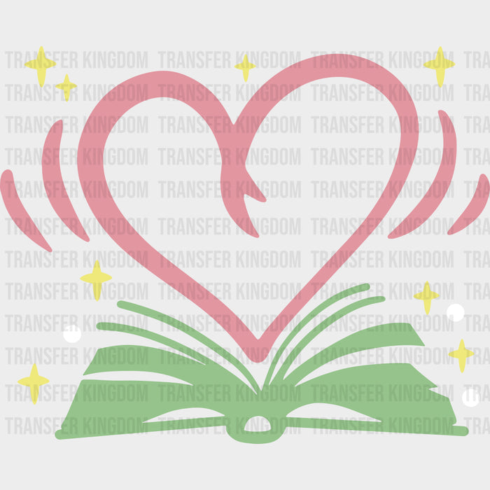 Pink Heart, Green Book - Librarian DTF Transfers
