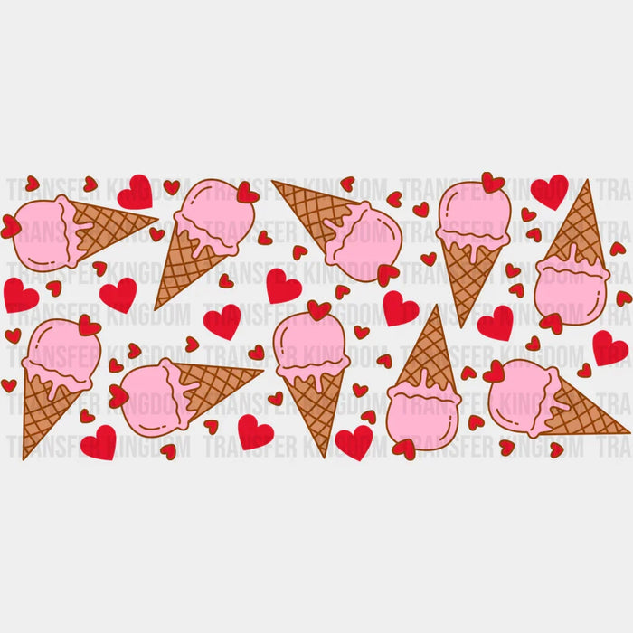 Pink Ice Cream - Valentine's Day Cup Wrap UV Sticker Permanent UV DTF Decal