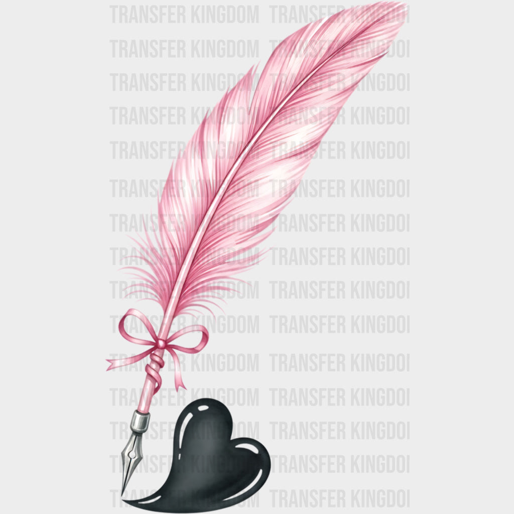 Pink Quill - Writing DTF Transfers transfer-kingdom Dark Color Design (See Imaging)