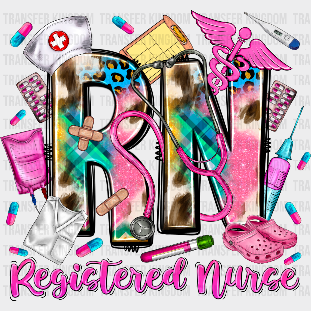 Pink Registered Nurse Doodles Design - Dtf Transfers