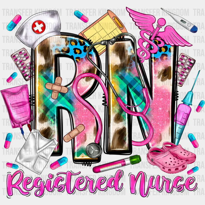 Pink Registered Nurse Doodles Design - Registered Nurse DTF Transfers