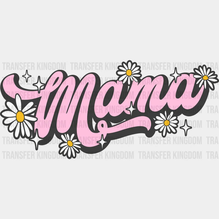 Pink Retro Mama Design With Flowers - Mother's Day DTF Transfer