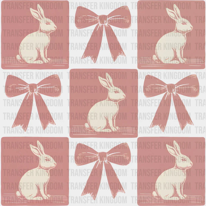 Pink Ribbons Rabbits - Easter DTF Transfer