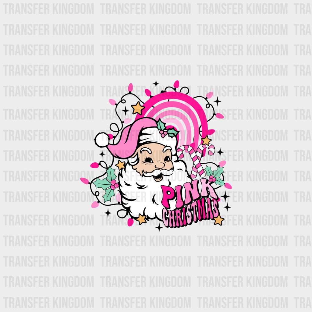 Pink Santa Christmas Design - Dtf Heat Transfer