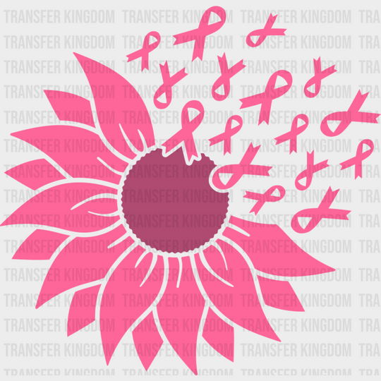 Pink Sunflower Ribbons - Cancer DTF Transfer