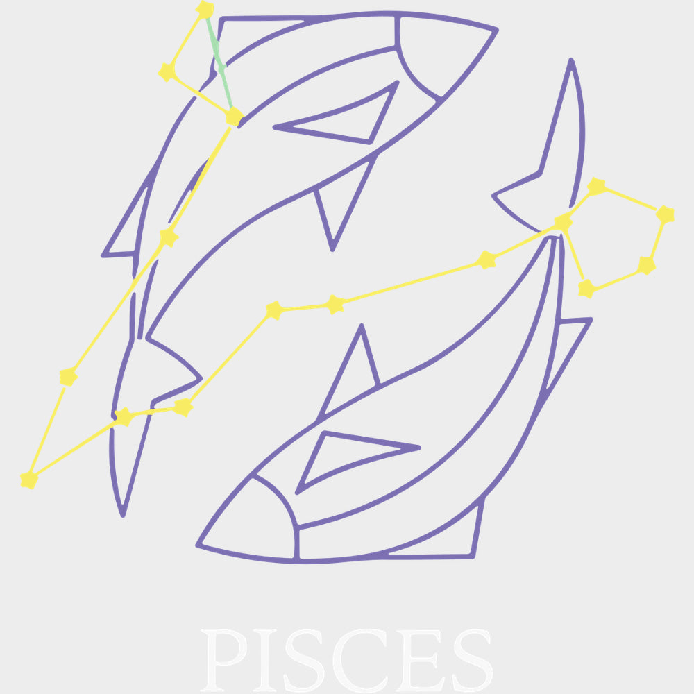 Pisces Purple Constellation - Zodiacs & Horoscopes DTF Transfers - Adult Unisex - S & M (10’’) / Light Color Design