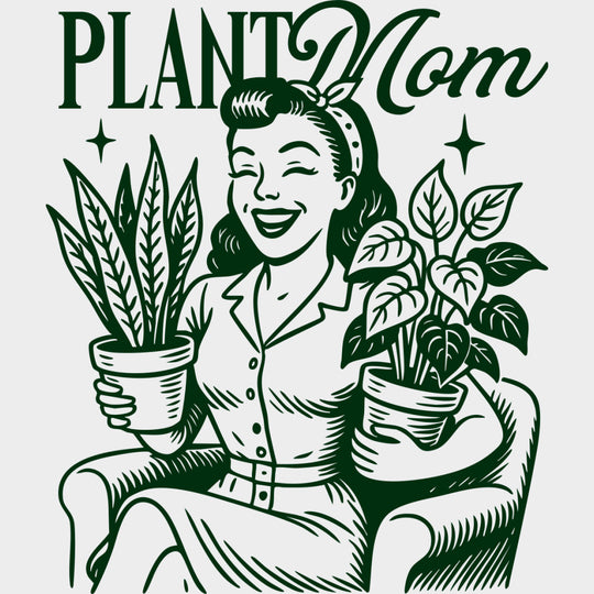 Plant Mom Vintage - Plants DTF Transfers Adult Unisex - S & M (10’’) / Green Color Design (See Imaging)