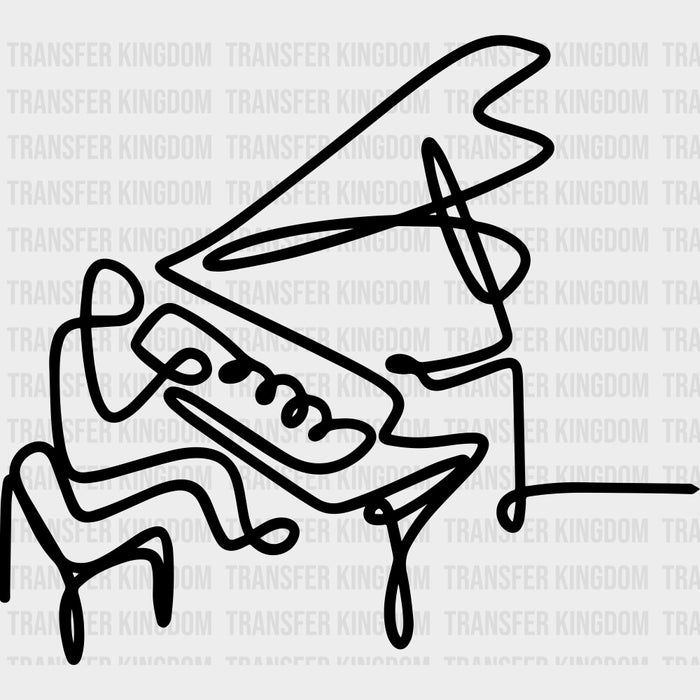 Playing Piano, Line Art - Music DTF Transfers