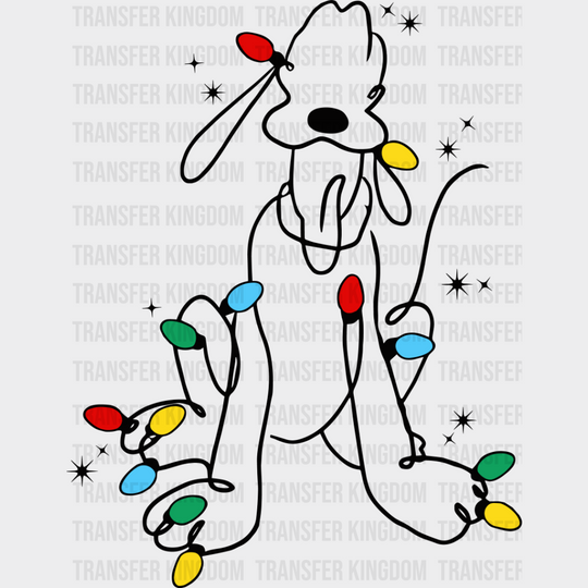 Pluto Dog Colorful Lights - Christmas Dtf Transfer Unisex S & M (10’’) / Dark Color Design See