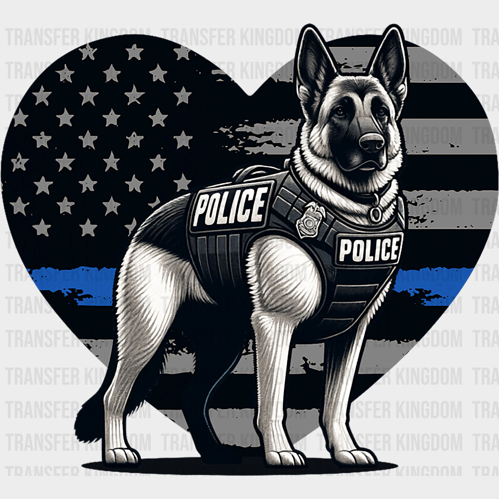 Police Dog Heart US Flag - Police DTF Transfers